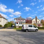 King of Remodeling work van parked in front of a completed exterior remodeling project